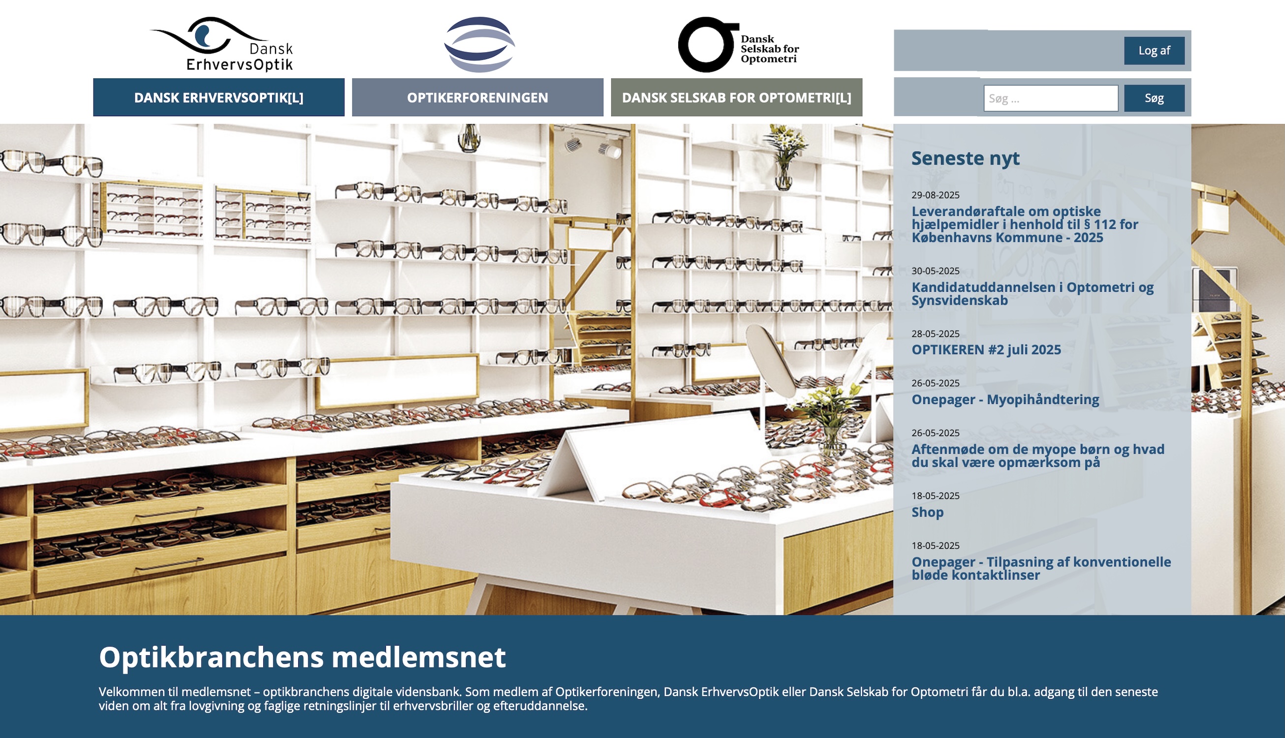 Opsætning, design og vedligeholdelse af Optikbranchens medlemsportal (WordPress)