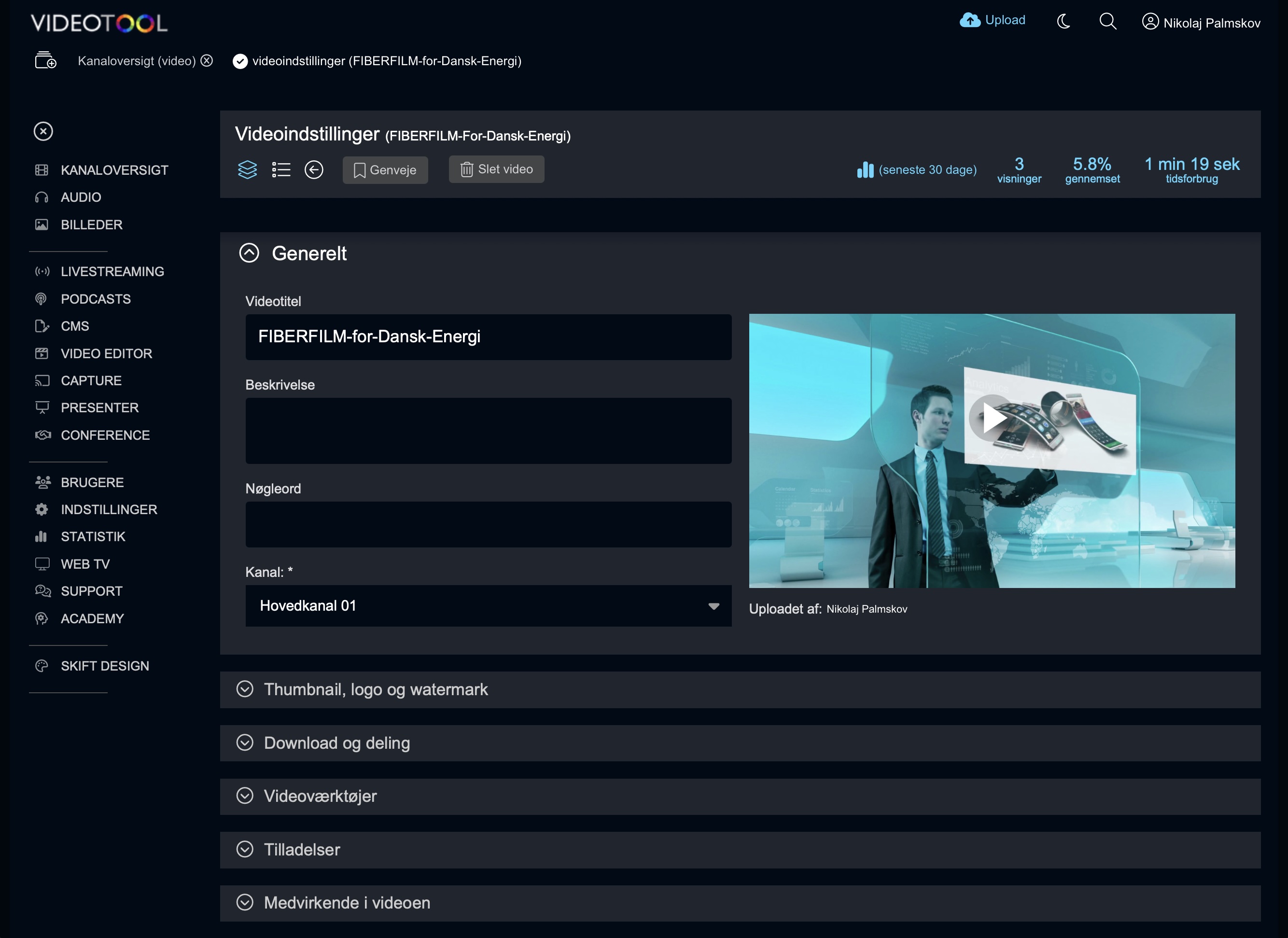 Redesign + frontend programmering af Videotool i kundetilpasset GDPR compliant framework